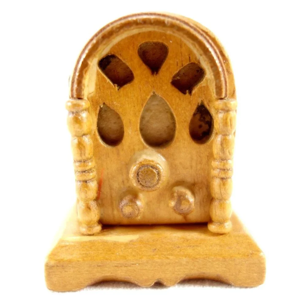 Vintage Wood Miniature Dollhouse Antique Radio Accessory 1 5/8